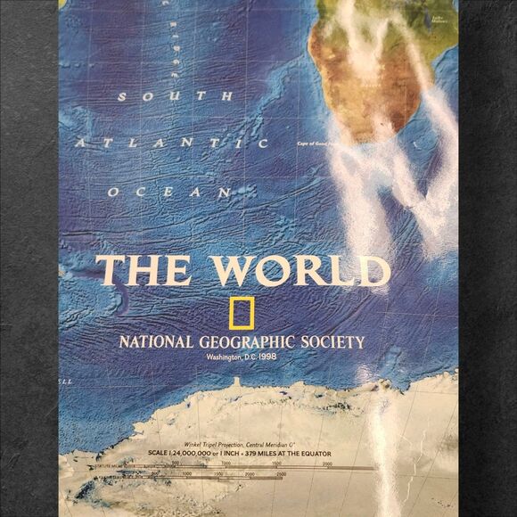 1998 National Geographic World Map 48x69 Large Vintage Classroom Wall Poster - Picture 13 of 16